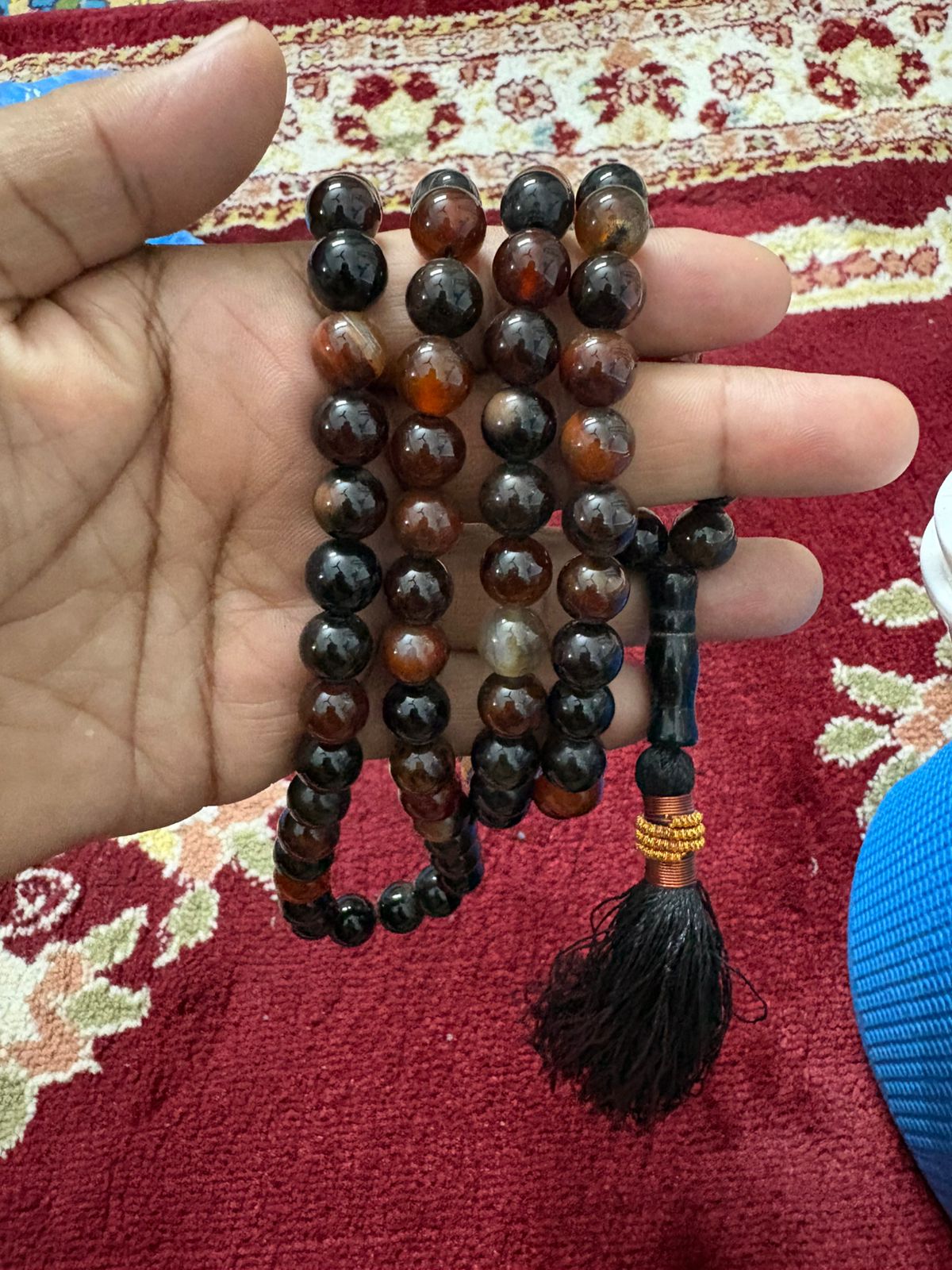 Premium Natural Aqeeq Tasbeeh - 100 Large Beads (10mm) - Bold & Elegant Islamic Prayer Beads