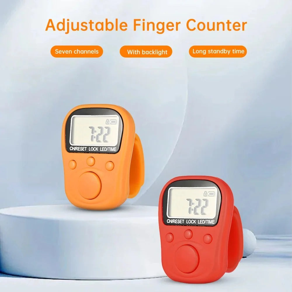 Finger Counter With LED Electronic Tally Counter 7 Channels 6 Digit Finger Counter Multifunction Tasbih
