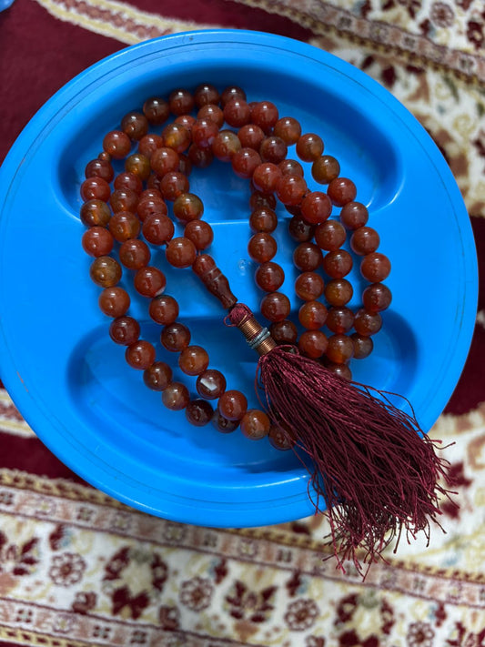 Premium Natural Aqeeq Tasbeeh - 100 Large Beads (10mm) - Bold & Elegant Islamic Prayer Beads