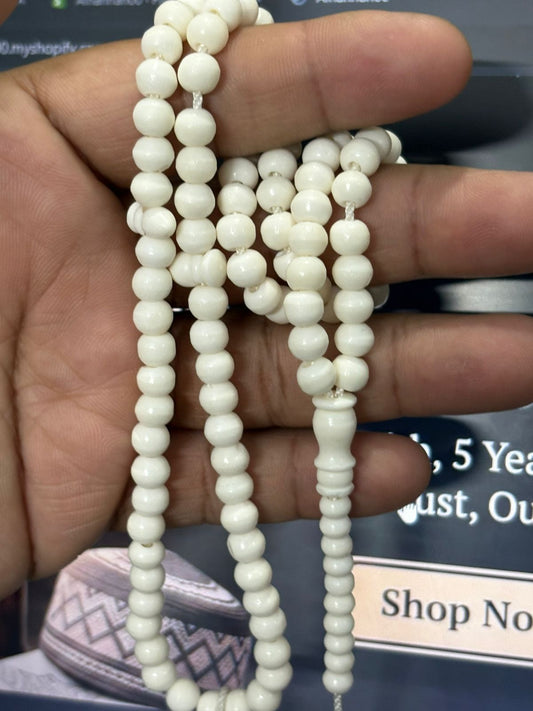 Slim Profile Camel Bone Tasbeeh - 100 Natural Organic Beads (6mm) - Delicate & Durable Prayer Beads