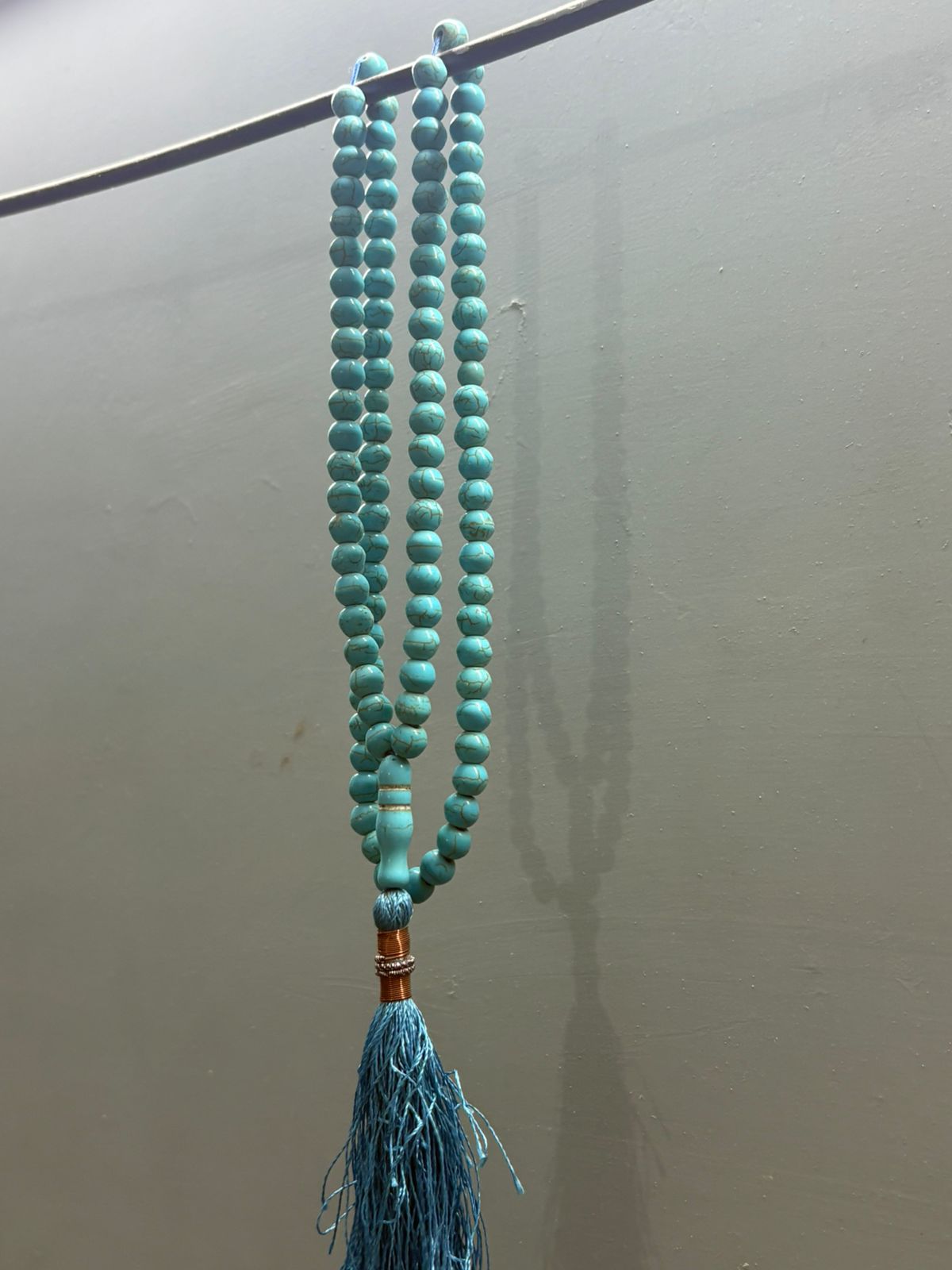 Authentic 100-Bead Ferozah Tasbeeh - 8mm Natural Stone - Full Length Sky Blue Prayer Beads