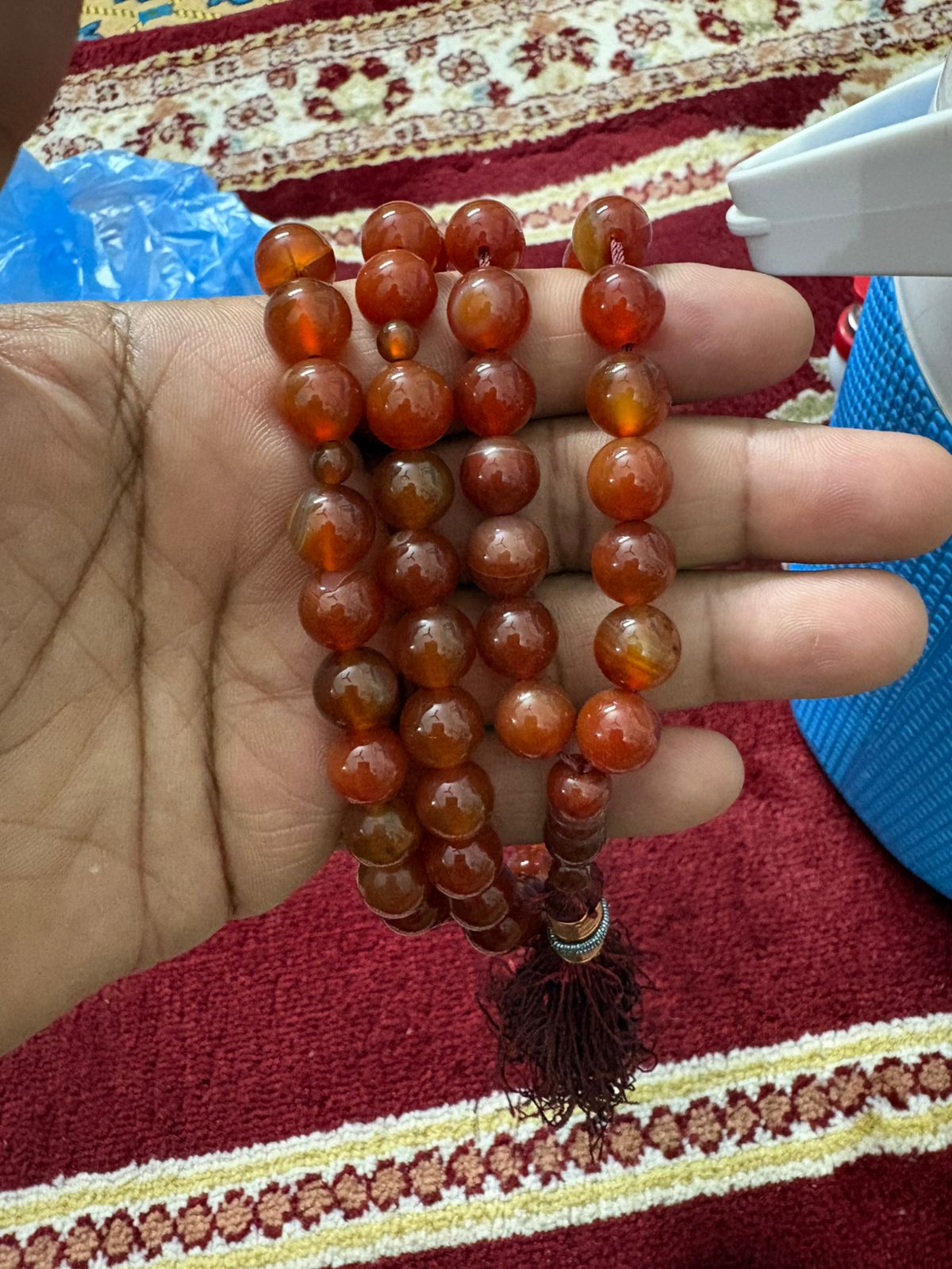 Premium Natural Aqeeq Tasbeeh - 100 Large Beads (10mm) - Bold & Elegant Islamic Prayer Beads