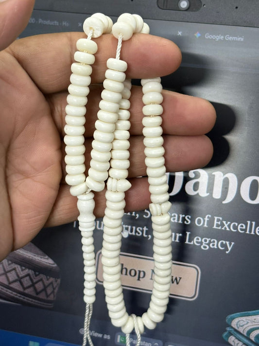 Premium 7mm Chapta Camel Bone Tasbeeh - 100 Flat Disc Beads - Sleek & Traditional Prayer Beads