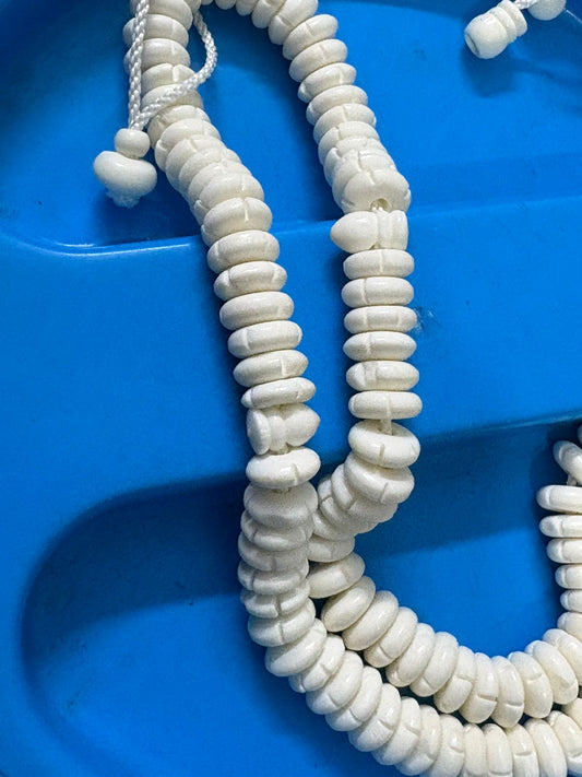 Hand-Carved Chapta Camel Bone Tasbeeh - 100 Flat Disc Beads (9mm) - Traditional Organic Prayer Beads