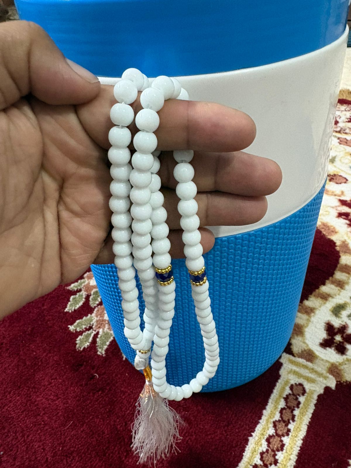 Premium Marbled Glass Tasbeeh - 100 Beads (8mm) - Full Length Prayer Beads with Unique Patterns