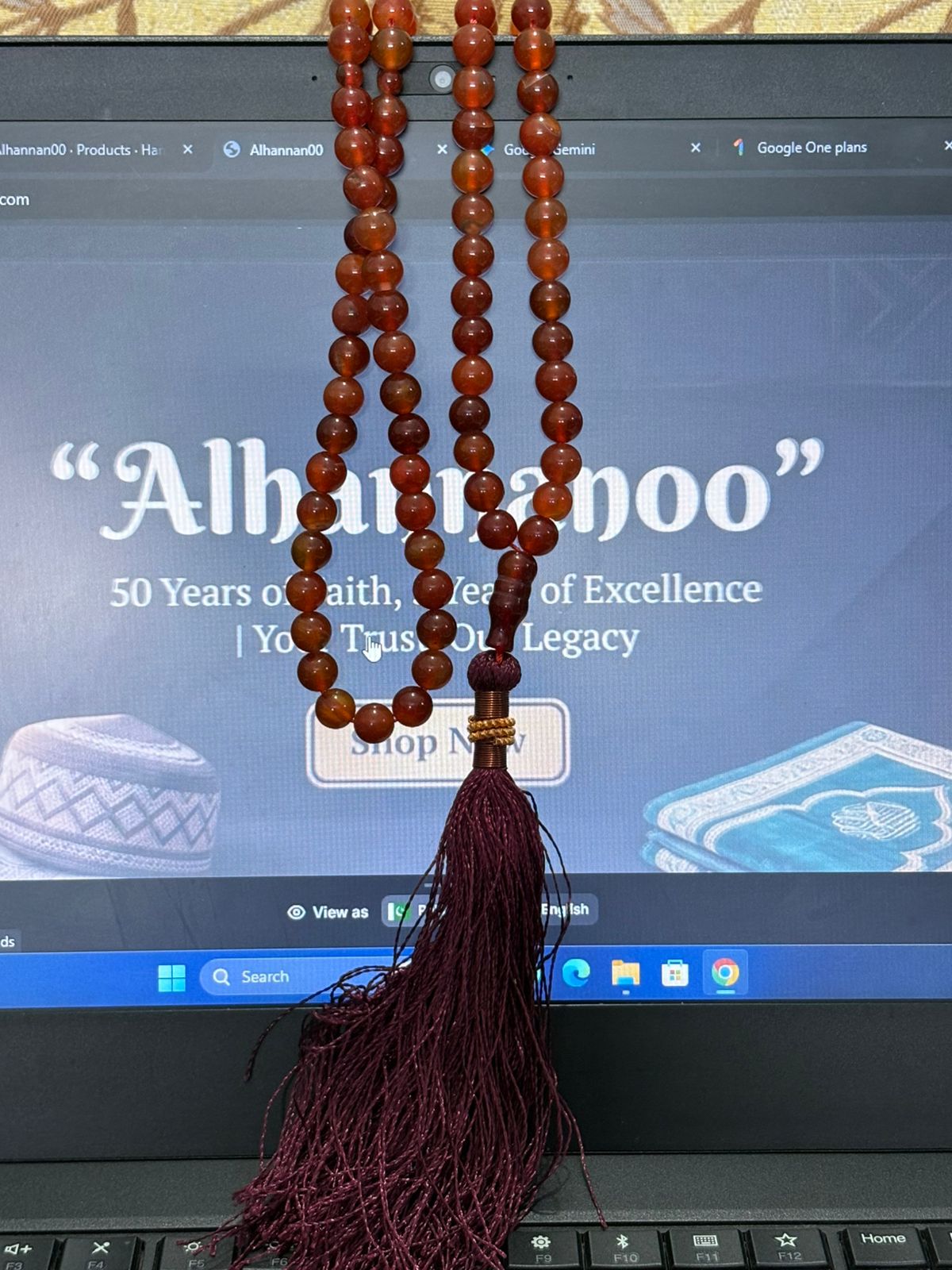 Natural 100-Bead Aqeeq Tasbeeh - 8mm Agate Stone - Full Length Islamic Prayer Beads