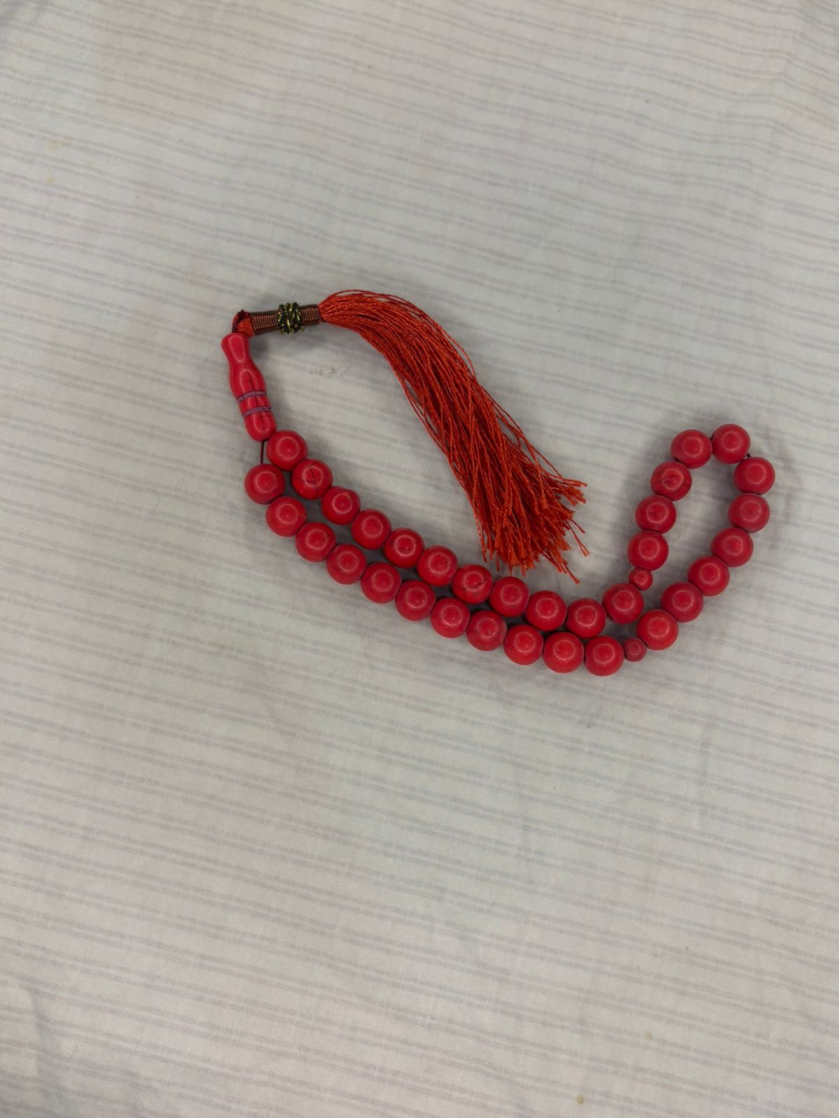 Authentic Red Murjan Tasbeeh - 33 Natural Coral Beads (8mm) - Classic Islamic Prayer Beads