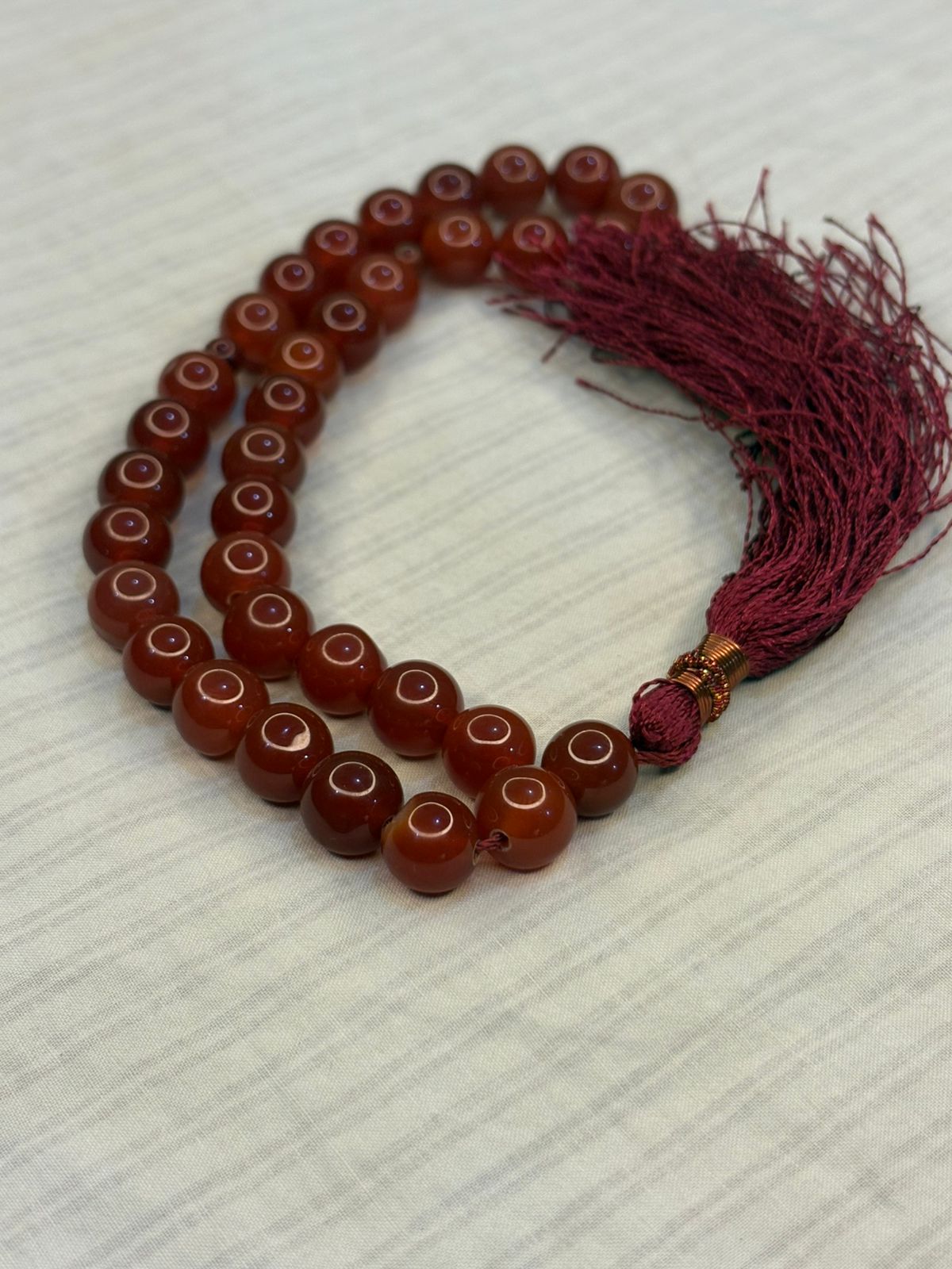 Premium Natural Aqeeq Tasbeeh - 33 Beads (8mm) - Elegant Islamic Prayer Beads