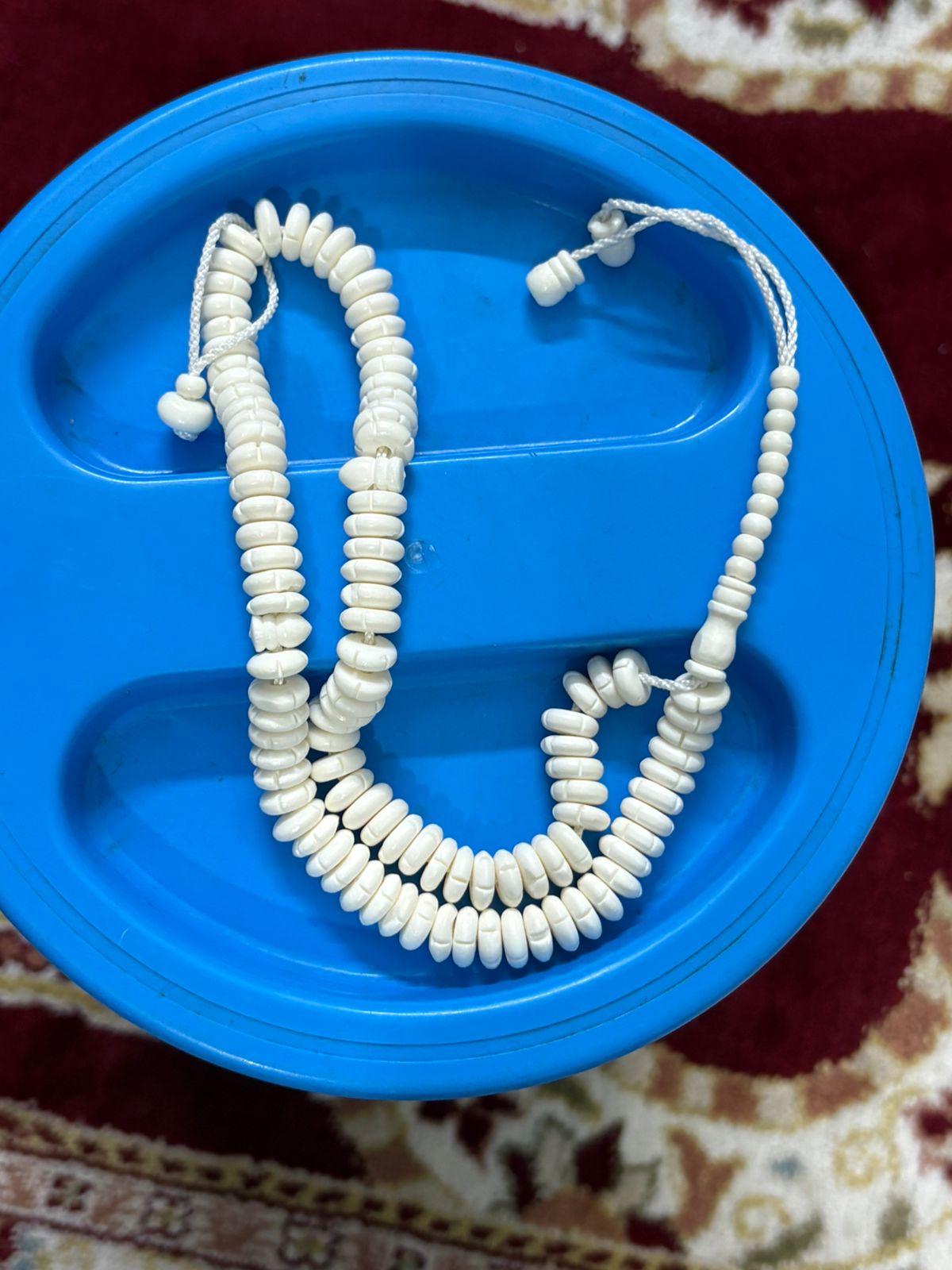 Hand-Carved Chapta Camel Bone Tasbeeh - 100 Flat Disc Beads (9mm) - Traditional Organic Prayer Beads