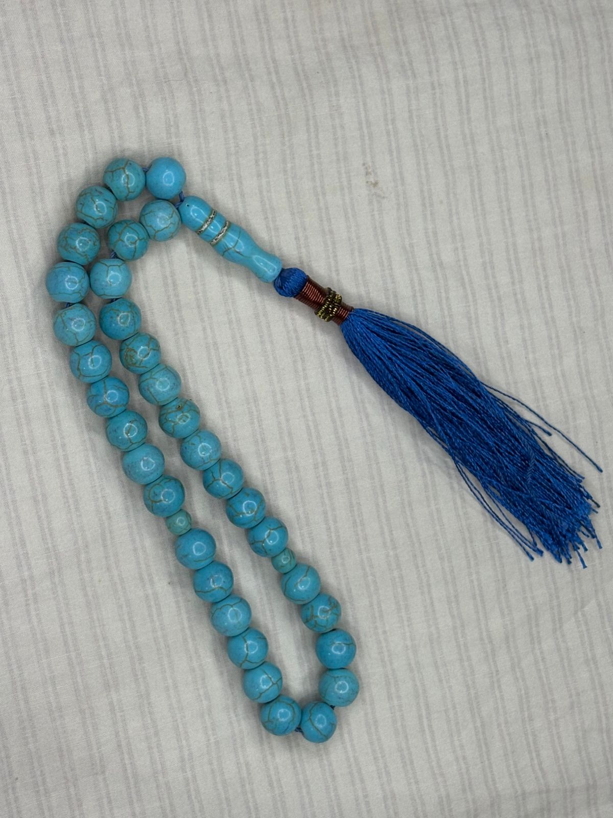 Authentic Sky Blue Ferozah Tasbeeh - 33 Natural Stone Beads (8mm) - Islamic Prayer Beads