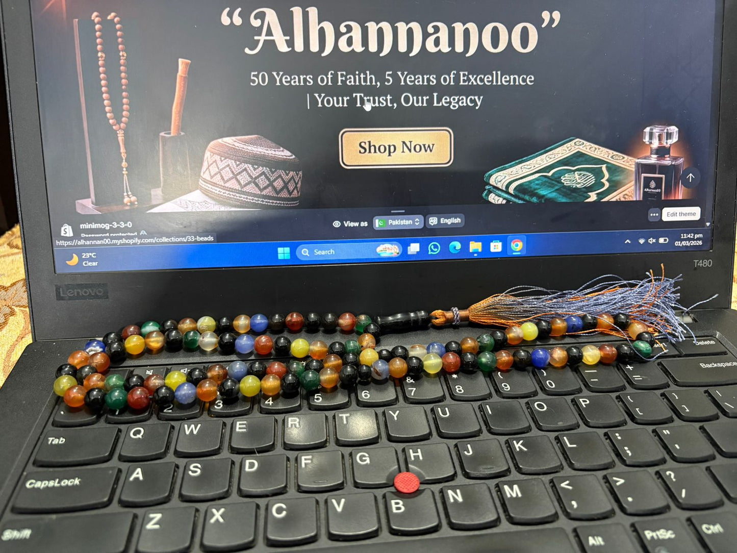 Natural 100-Bead Aqeeq Tasbeeh - 8mm Agate Stone - Full Length Islamic Prayer Beads