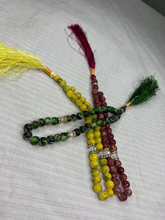 Vibrant Marbled Glass Tasbeeh - 33 Premium Beads (8mm) - Available in 3 Stunning Colors