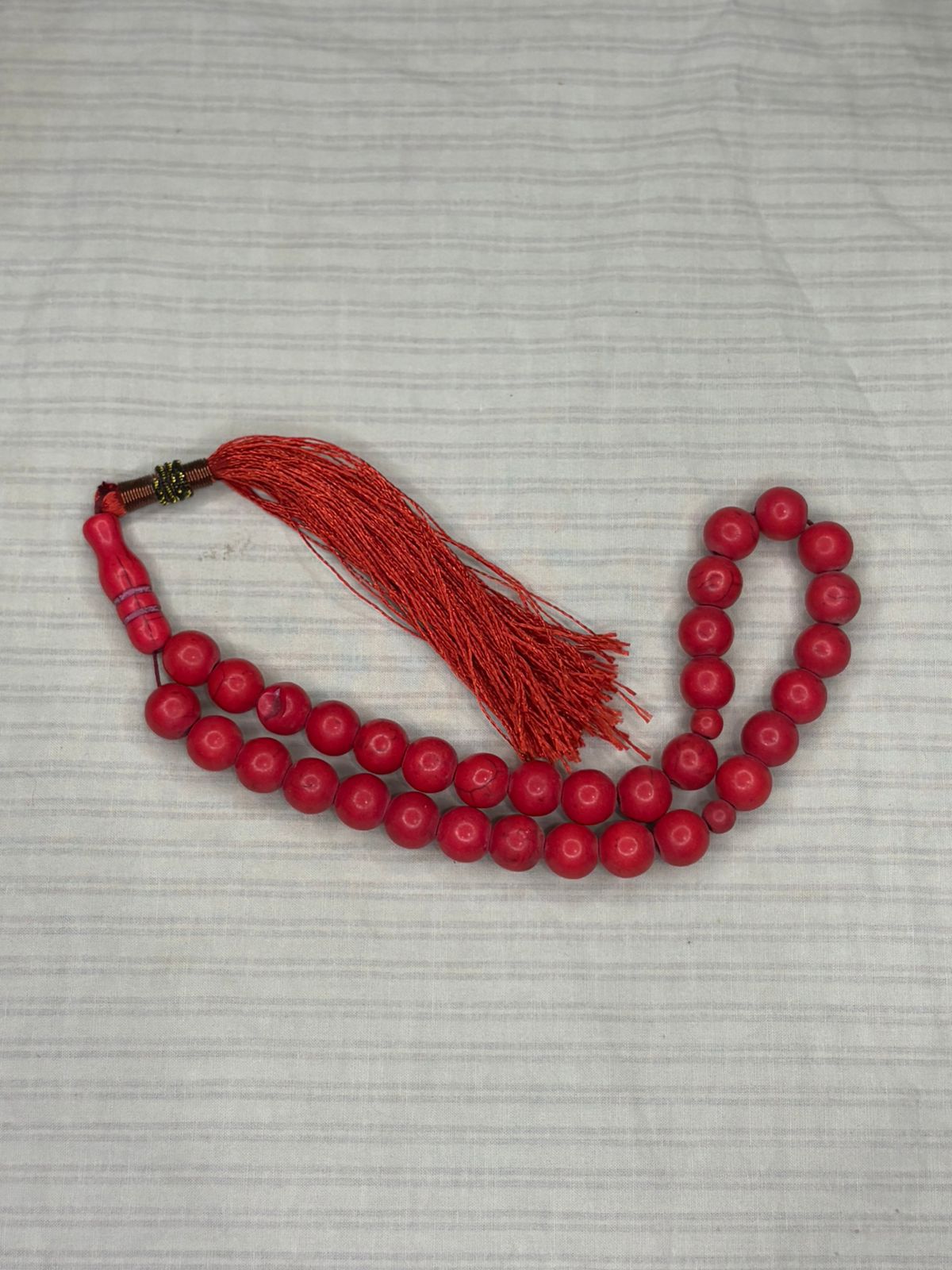 Authentic Red Murjan Tasbeeh - 33 Natural Coral Beads (8mm) - Classic Islamic Prayer Beads