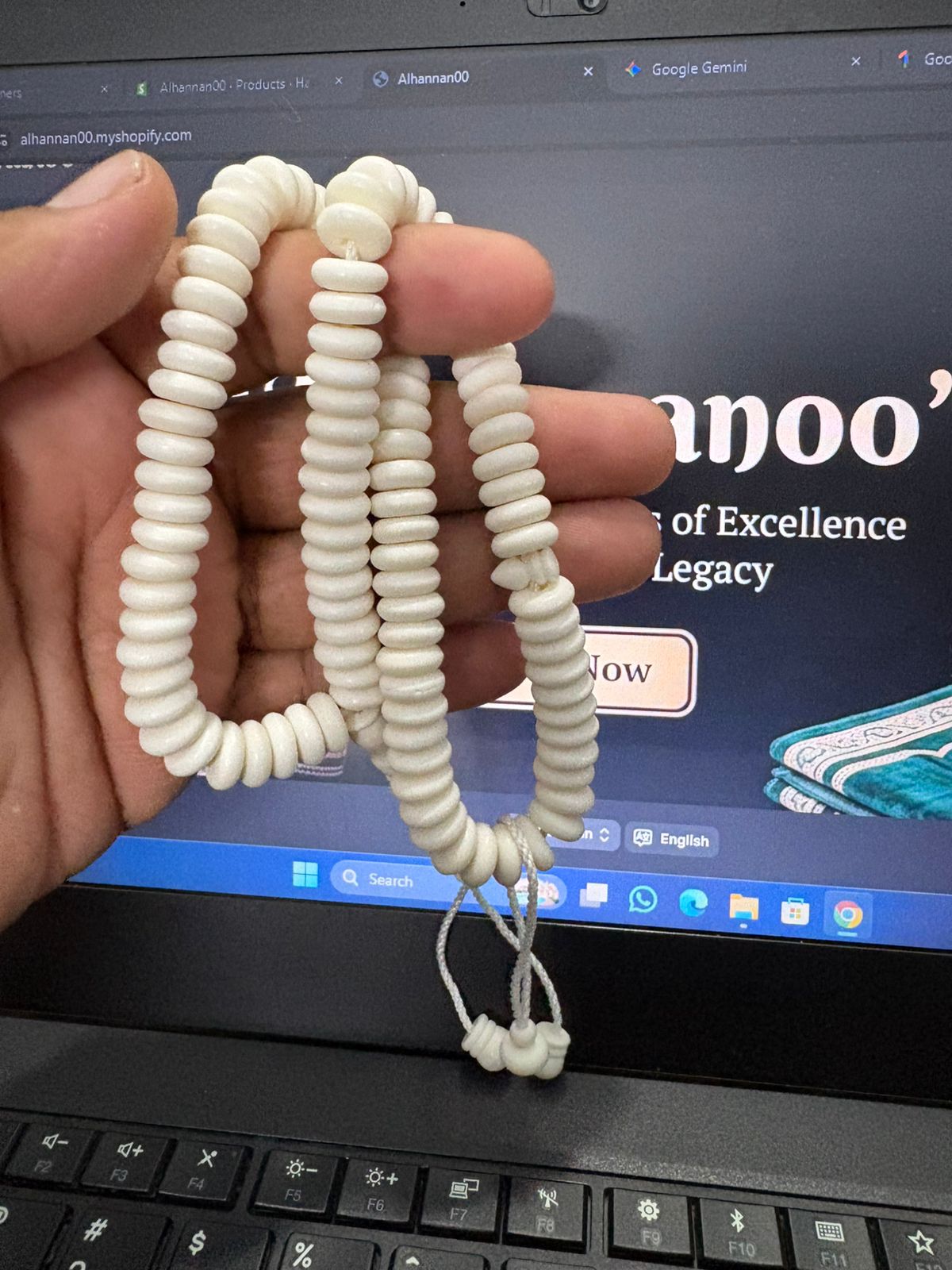 Hand-Carved Chapta Camel Bone Tasbeeh - 100 Flat Disc Beads (9mm) - Traditional Organic Prayer Beads