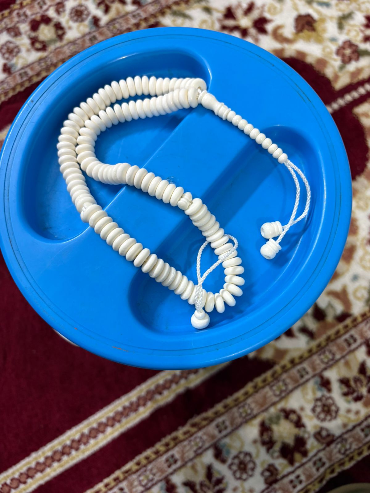 Hand-Carved Chapta Camel Bone Tasbeeh - 100 Flat Disc Beads (9mm) - Traditional Organic Prayer Beads