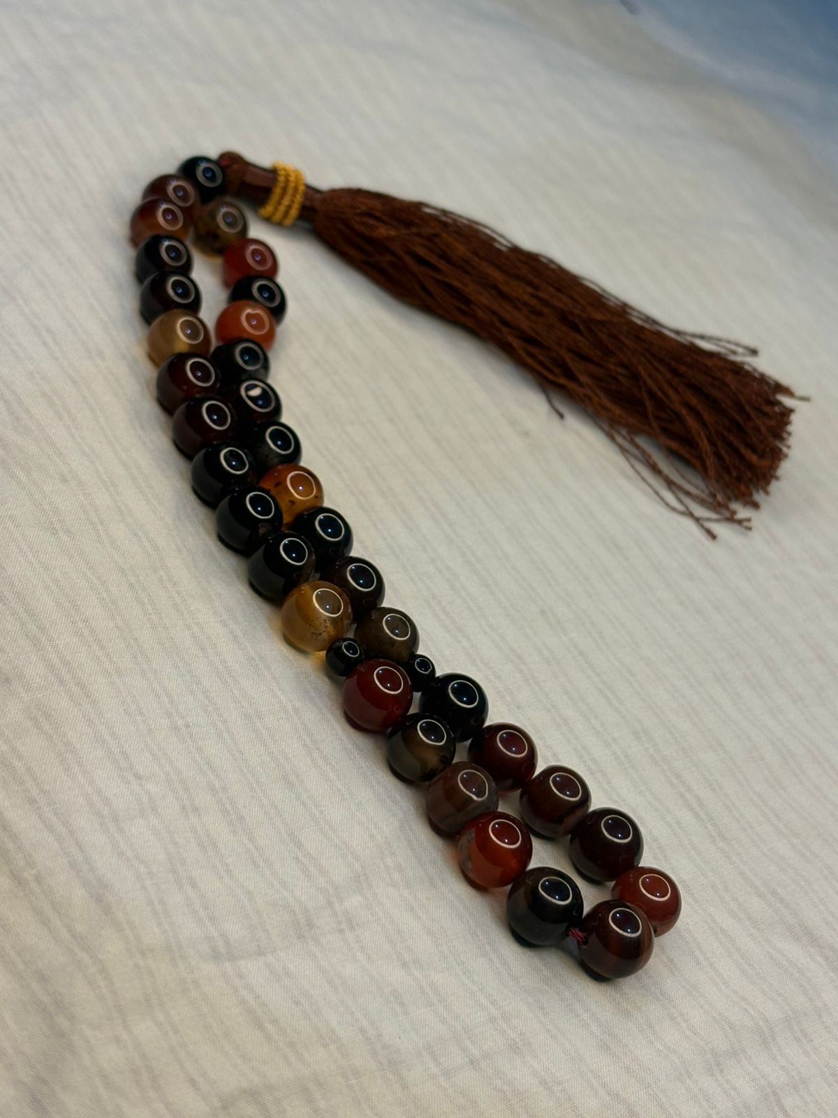 Premium Natural Aqeeq Tasbeeh - 33 Beads (8mm) - Elegant Islamic Prayer Beads