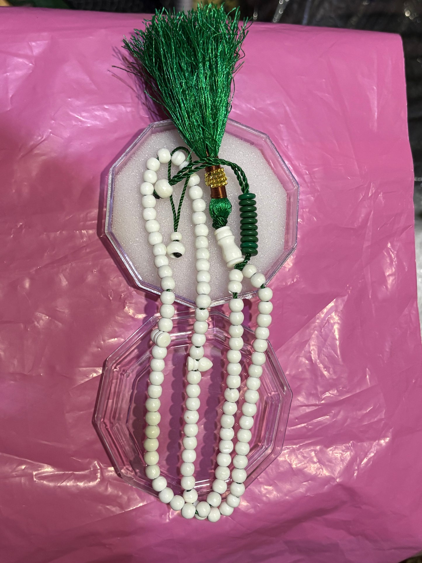 Authentic Camel Bone Tasbih – 6mm Prayer Beads with 1000-Count Trackers & 10 Green Marker Beads