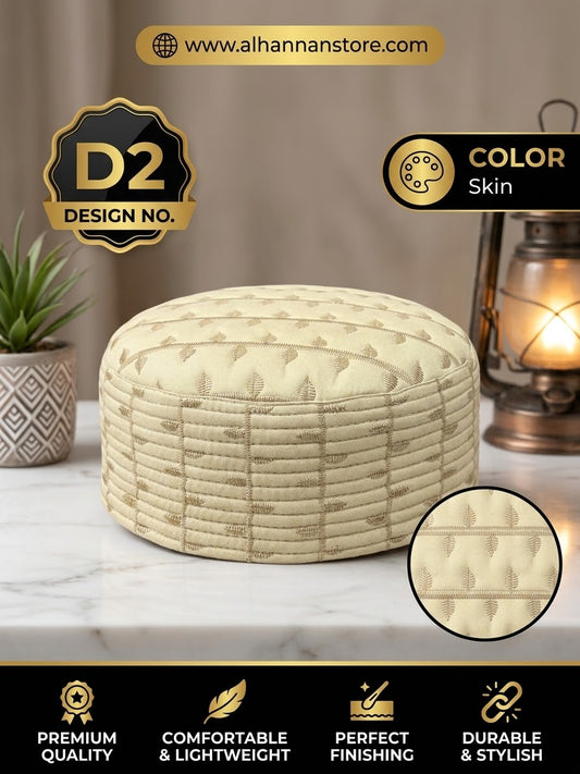 Premium Stitched Leaves Pattern Islamic Prayer Cap (Kufi / Topi)
