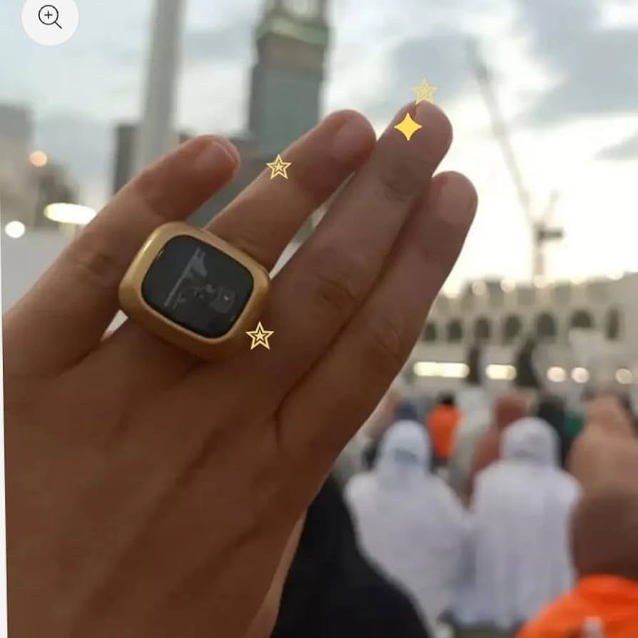 AH SXH5136 Smart Digital Tasbih Ring | 4-Channel OLED Screen Zikr Counter with 180° Screen Revolve & Vibration