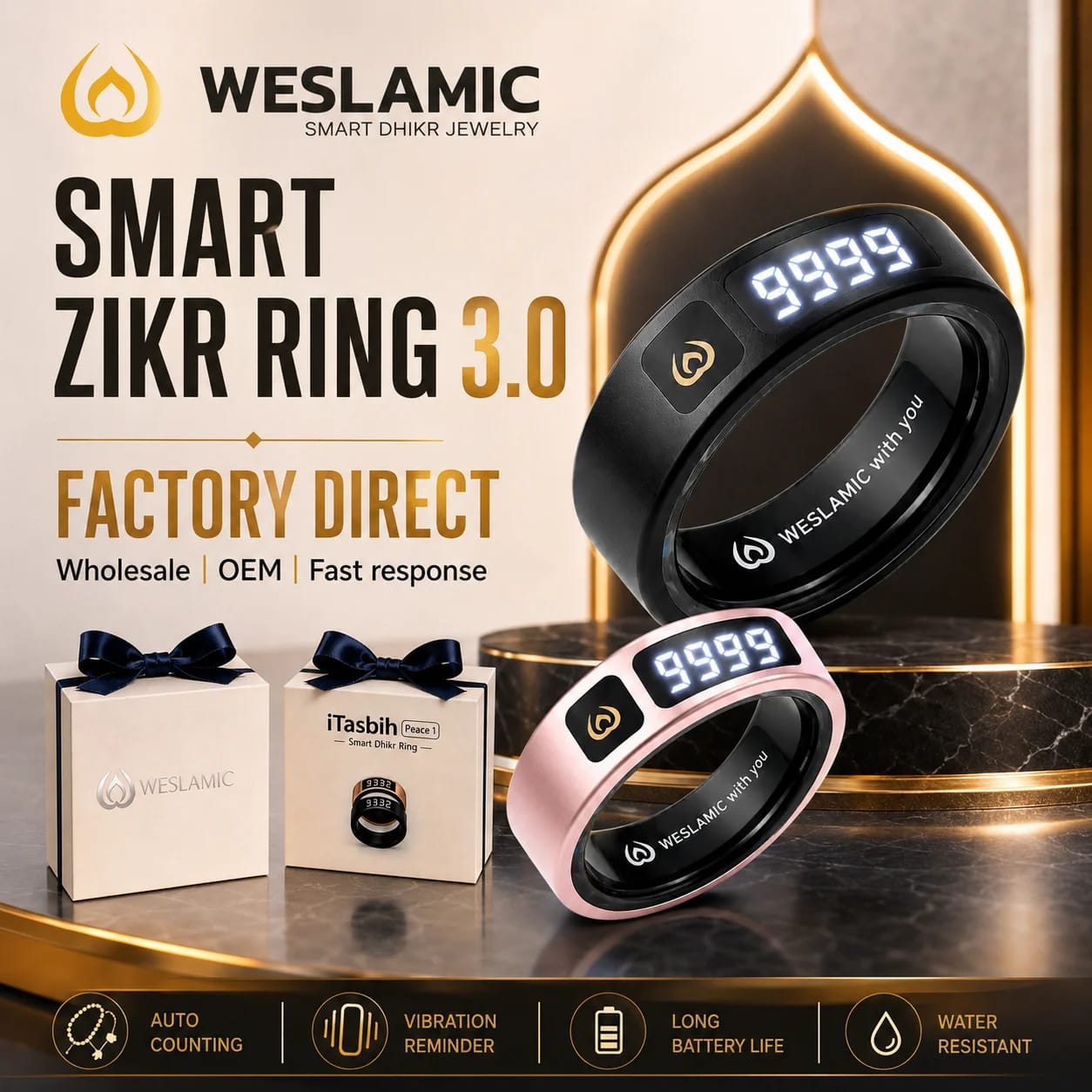 Weslamic iTasbih - Peace 1 (Smart Zikr Ring 3.0)