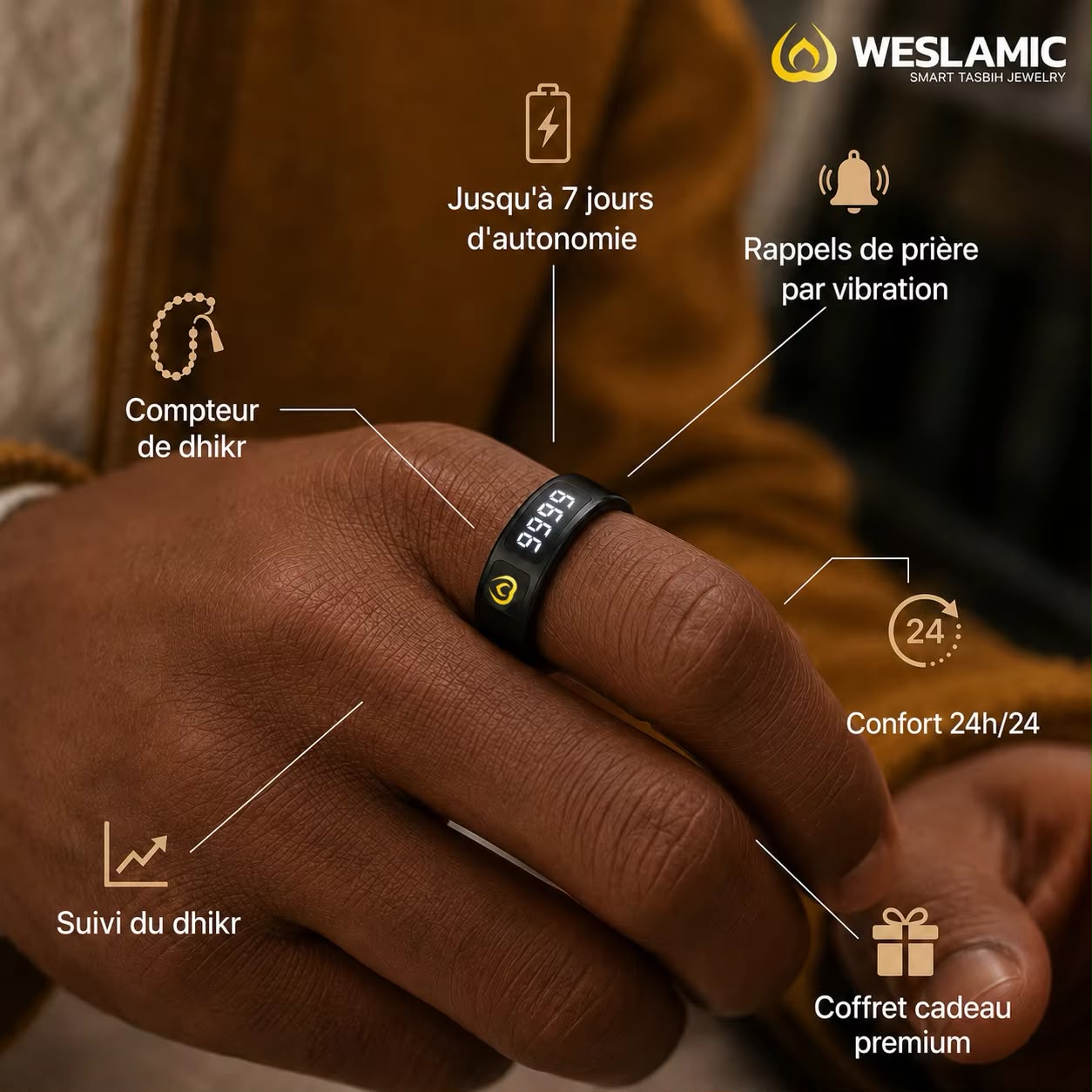 Weslamic iTasbih - Peace 1 (Smart Zikr Ring 3.0)